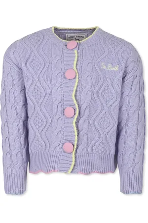 MC2 SAINT BARTH Cardigans, female, , 8 Y, Wool Blend Cable Knit Cardigan