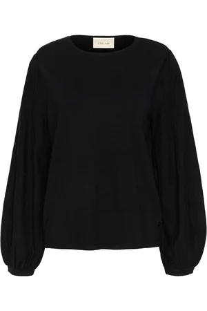Cream Knit Blouse with Puff Sleeves