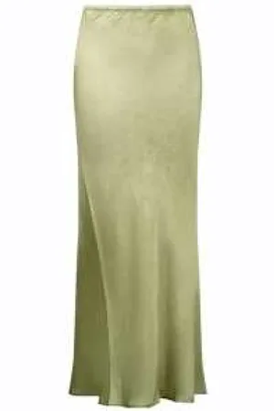 Mes Demoiselles Maxi Skirts, female, , 2XS, Long Olive Silk Skirt
