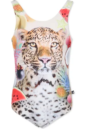 Molo Swimsuits, female, , 4 Y, Leopard Fruit Print One-Piece Swimsuit