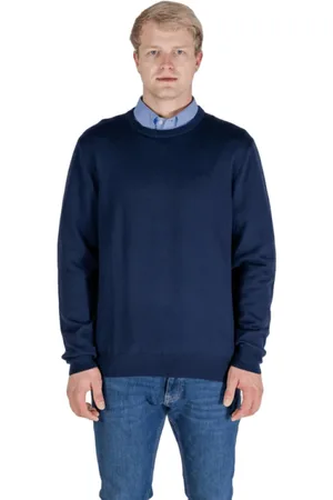 Aquascutum Round-neck Knitwear, male, , 2XL, Merino Club Check Elbow Patch Jumper