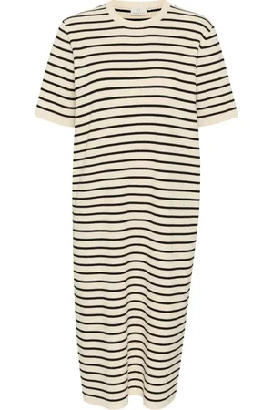 Kaffe Striped Knit Dress Turtledove / Black