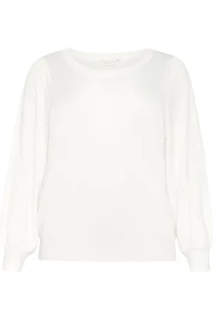 Kaffe Puff Sleeve Knit Jumper Chalk