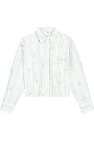 OLAF HUSSEIN Logo Stripe Cropped Shirt
