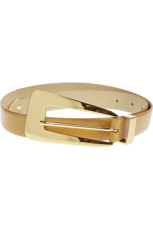 LIVIANA CONTI Belts, female, , 90 CM, Gold Detail Leather Belt with Buckle