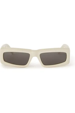 Palm Angels Sunglasses, female, , ONE SIZE, White Rectangular Sunglasses with Gold Logo