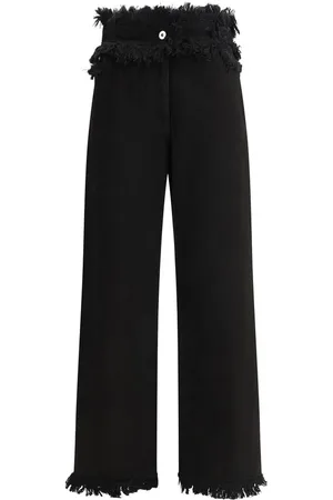 Salvatore Ferragamo Straight Jeans, female, , XS, Wide Leg High Waist Jeans with Frayed Edges