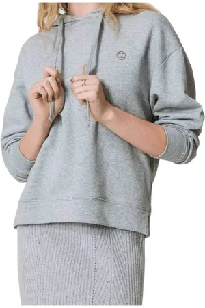 Twin-Set Melange Cotton Hoodie with Metal Logo