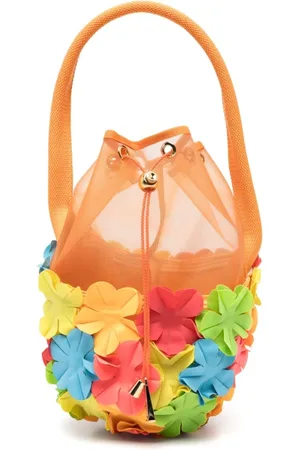 La Milanesa Bucket Bags, female, , ONE SIZE, Floral Appliqué Drawstring Bag