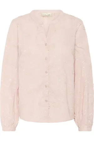 Cream Sepia Rose Blouse with V-Neck
