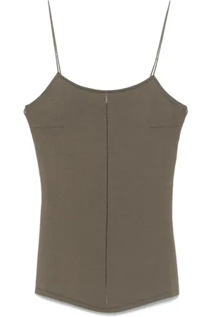 LEMAIRE Sleeveless Tops, female, , XS, Khaki Wool Tank Top with Straps
