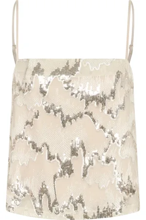 Gestuz Sleeveless Tops, female, , M, Sequin Cropped Singlet Top Blouse