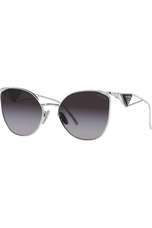 Prada Sunglasses, unisex, , 59 MM, Irregular Metal Sunglasses, Silver Frame