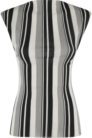 Serafini Striped Mesh Tank Top Ivory/Black