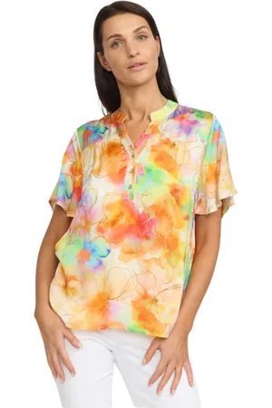 2-Biz Blouses, female, , L, Colorful Blouse with Ruffle Sleeves