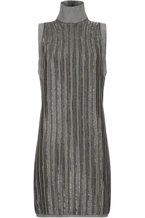 Tom Ford Knitted Dresses, female, , M, Metallic Olive Minidress