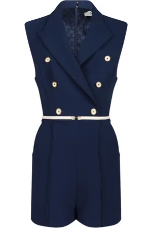 Elisabetta Franchi Navy Double Breasted Jumpsuit