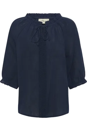 Cream Blouses, female, , L/XL, Lace Blouse with Flounce Details