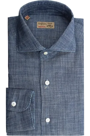 BARBA Linen Shirt, French Collar, Slim Fit