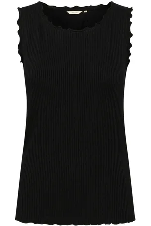 Cream Pitch Ribbed Top with Boat Neck