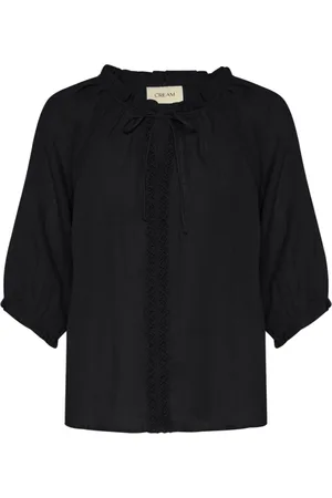 Cream Blouses, female, , S/M, Lace Blouse with Flounce Details
