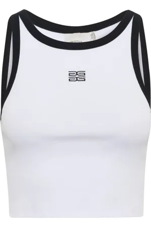 Gestuz Sleeveless Tops, female, , XS, Contrast Logo Crop Top Bright