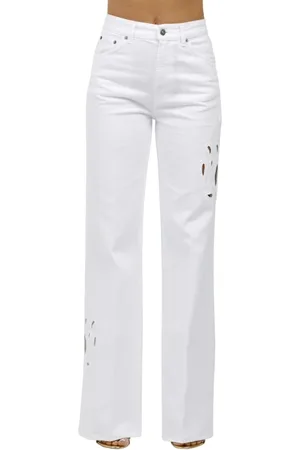 Dondup Wide Jeans, female, , W26, Wide Leg Cotton Jeans with Embroidery