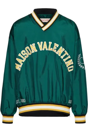 VALENTINO Sweatshirts, male, , S, Textured Nylon Sweatshirt Maison Embroidery