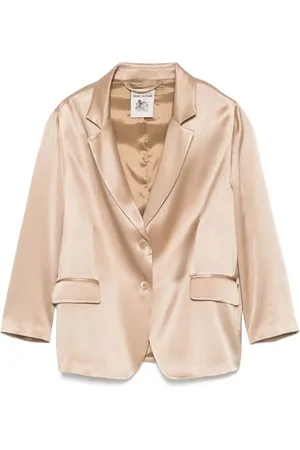 SEMICOUTURE Blazers, female, , XS, Beige Button-Up Jacket with Pockets