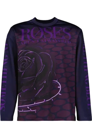 Burberry Long Sleeve Tops, male, , M, Rose Print Long Sleeve Round Neck