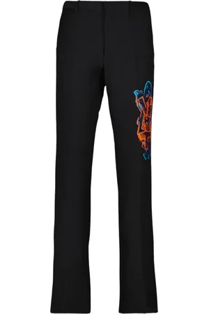 OFF-WHITE Straight Trousers, male, , L, Straight Cut Graf Print Trousers