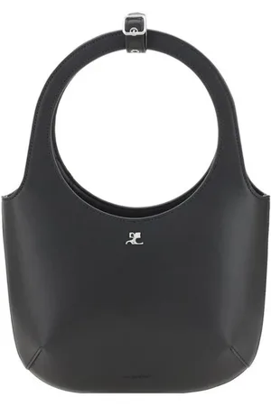 Courrèges Handbags, female, , ONE SIZE, Luxury Grained Leather Shoulder Bag with Silver Logo