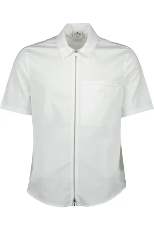 Courrèges Short Sleeve Shirts, male, , M, Short-sleeved cotton zip shirt