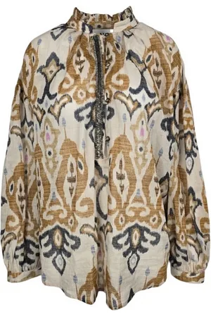 Bazar Deluxe Blouses, female, , 2XS, Aztec Style Cotton Shirt with Embellishments