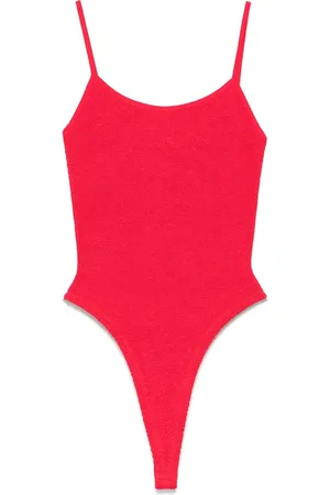 Hunza G One-piece, female, , ONE SIZE, Rose Square Neck Beachwear