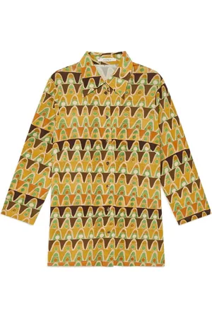 Maliparmi Shirts, female, , L, Geometric Mimosa Shirt in /Green/Brown
