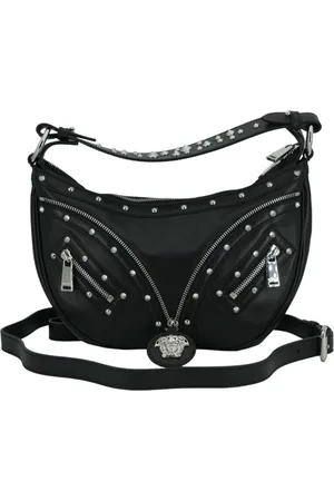 VERSACE Cross Body Bags, female, , ONE SIZE, Calf Leather Small Hobo Shoulder Bag with Medusa Head Logo