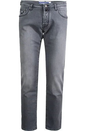 Jacob Cohen Slim-fit Jeans, male, , W32, Slim Fit Grey Jeans with Logo Patch