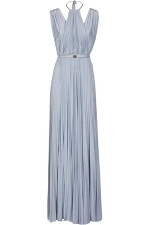 Elisabetta Franchi Jersey Lurex Dress with Golden Metal Detail