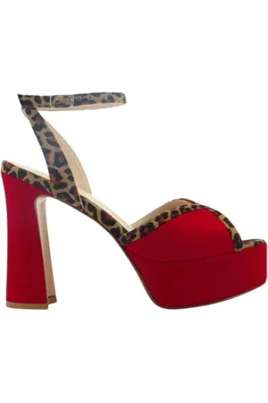 ANNA F. Suede Sandals with Leopard Details