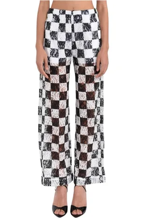 Pinko Wide Trousers, female, , M, Floral Lace Wide Leg Trousers Percy