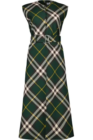 Burberry Midi Dresses, female, , 2XS, Vintage Check Wool Sleeveless Dress