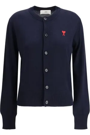 Ami Logo Wool Cardigan with Button Closure