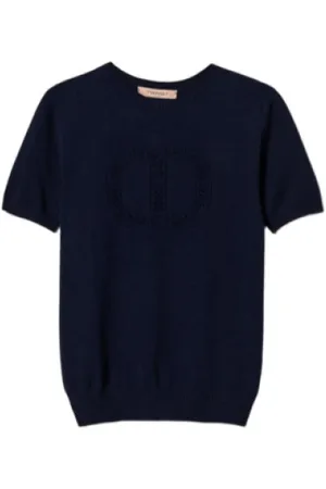 Twin-Set T-Shirts, female, , M, Night Floral Logo T-Shirt