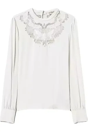 Twin-Set Blouses, female, , XS, Floral Embroidered Crepe Blouse