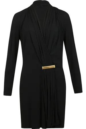 Tom Ford Short Dresses, female, , M, Short draped dress with gold-plated V-neck