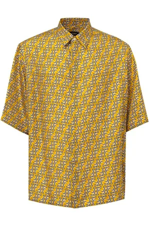 Fendi Short Sleeve Shirts, male, , L, Silk Shirt with FF Labyrinth Print