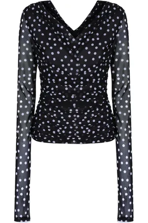 Dolce & Gabbana Long Sleeve Tops, female, , XS, Polka Dot Off-Shoulder Top