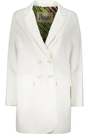 HERNO Double-Breasted Coats, female, , XS, Logo Detail Double-Breasted Coat with Lapel