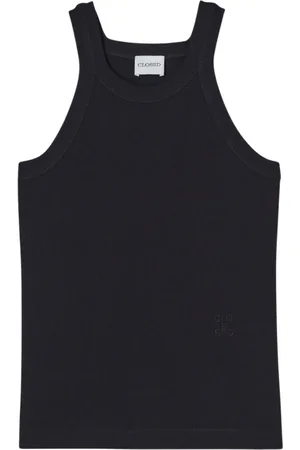 Closed Sleeveless Tops, female, , M, Cotton Ribbed Tank Top